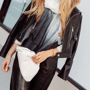 Understated Leather Crescent Clutch